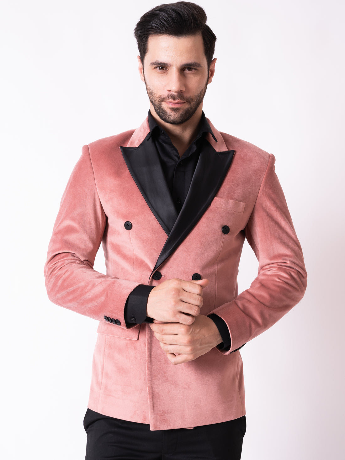 MEN'S DOUBLE BREASTED BLAZER ( PINK )