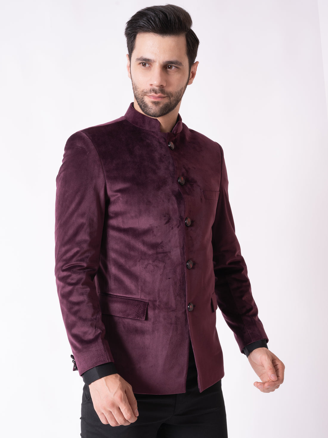 MEN'S BANDHGALA BLAZER ( PURPLE )