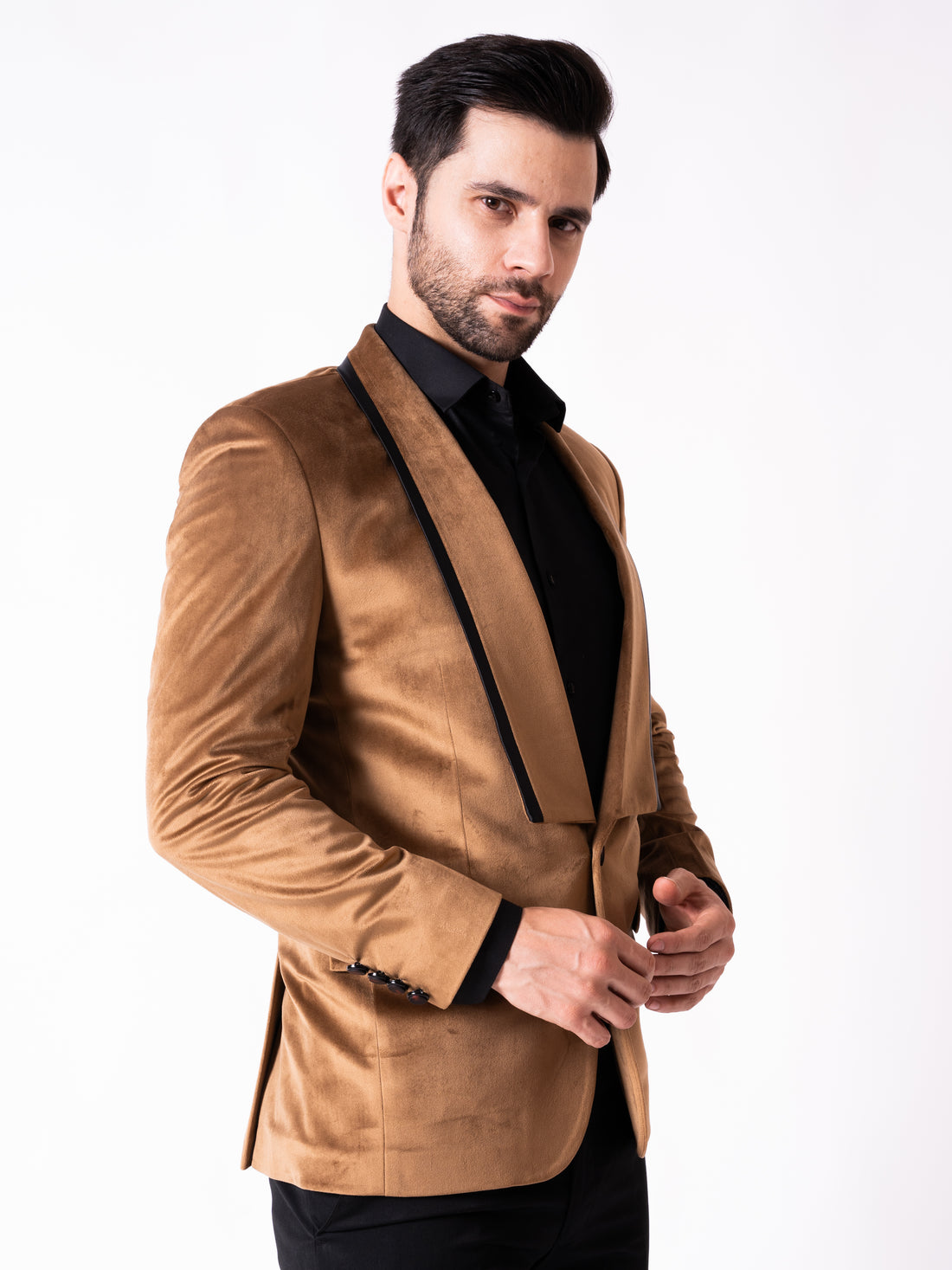 MEN'S TUXEDO BLAZER ( BROWN )