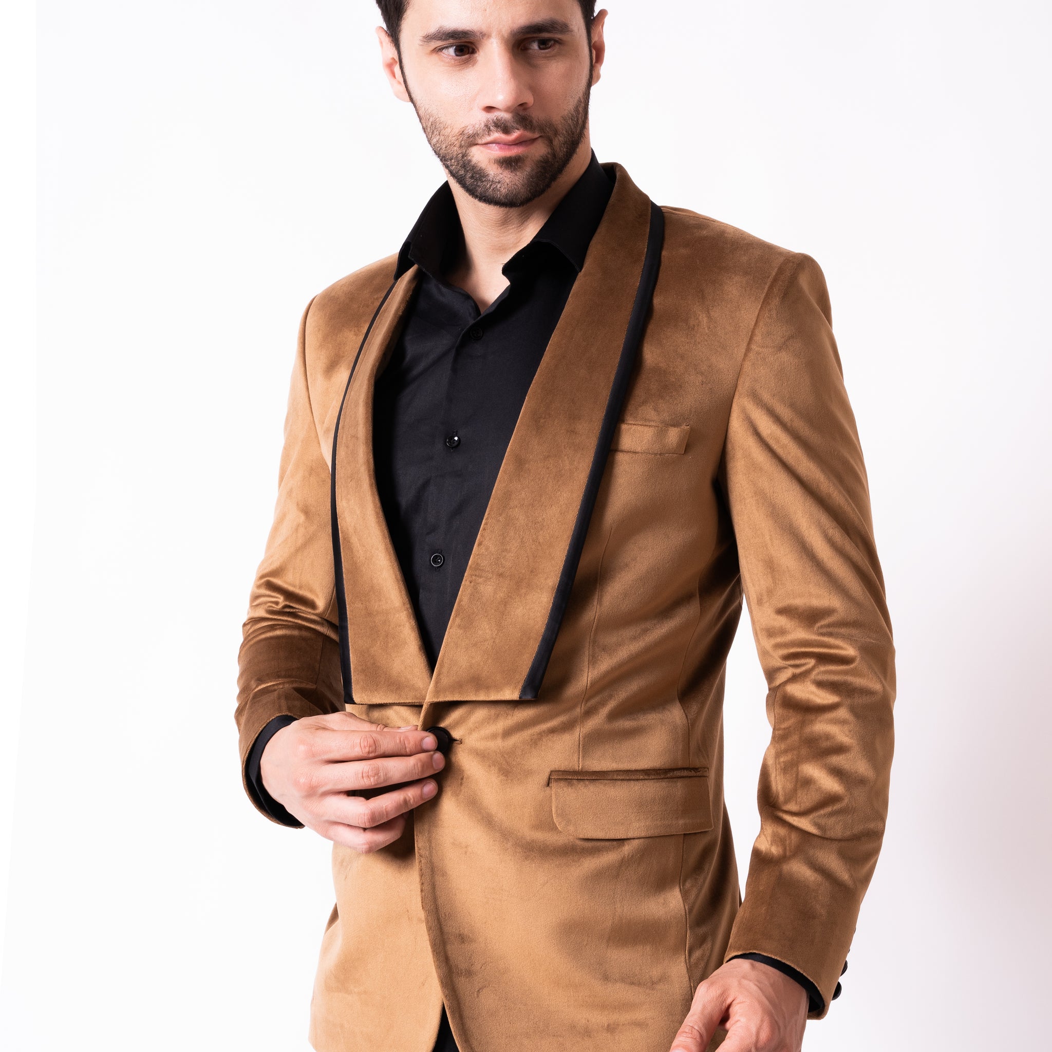 MEN'S TUXEDO BLAZER ( BROWN )