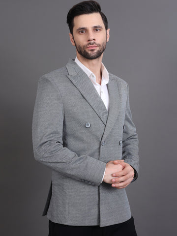 MEN'S DOUBLE BREASTED BLAZER ( GREY)