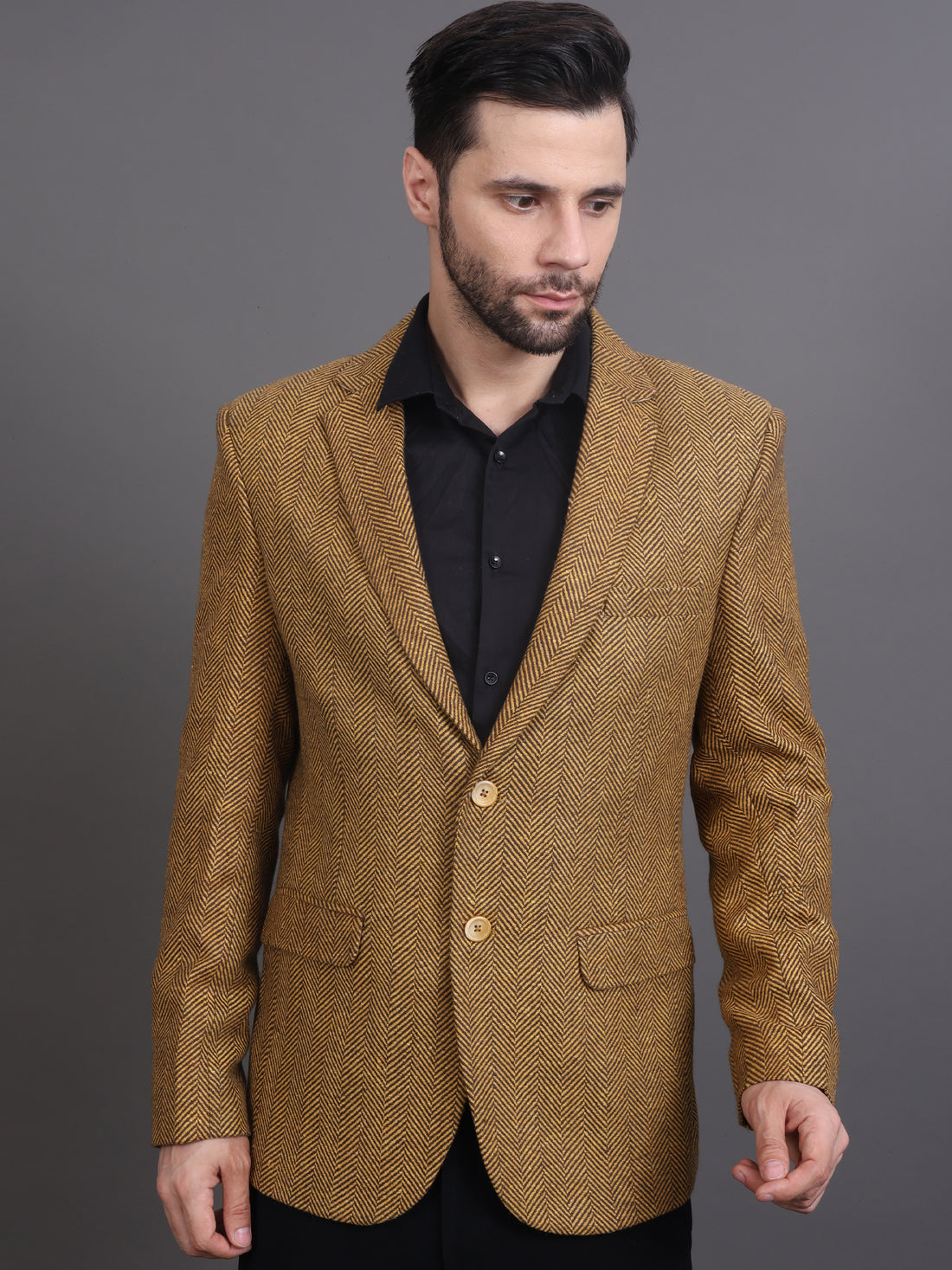 MEN'S CHECKED TWEED BLAZER ( GOLDEN )